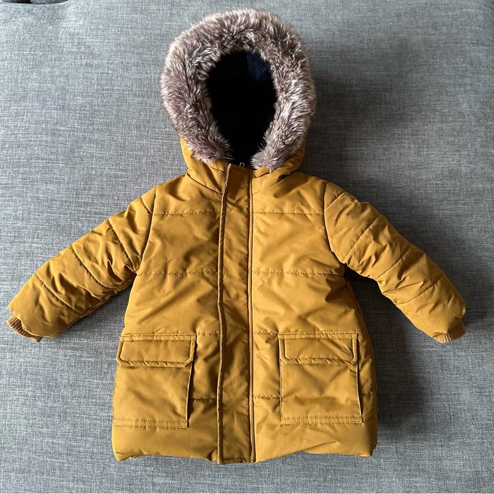 French brand Monoprix Toddler Brown Puffer Jacket size 24 months